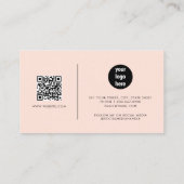 Blush Pink Signature Script QR Code Social Media Visitenkarte (Rückseite)