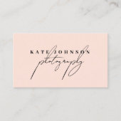 Blush Pink Signature Script QR Code Social Media Visitenkarte (Vorderseite)