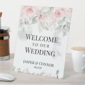 Blush Pink Silber Grün Willkommen bei unserer Hoch Sockelschild (In Situ)