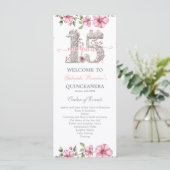 Blush Pink Silber Mis Quince Quiñceanera (Stehend Vorderseite)