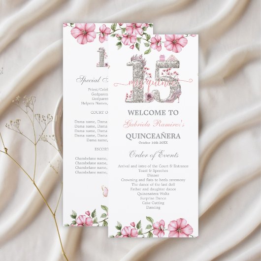 Blush Pink Silber Mis Quince Quiñceanera