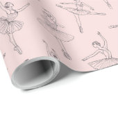 Blush Pink & Silver Ballerina Pattern Geschenkpapier (Rolleneckpunkt)