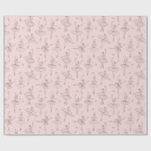 Blush Pink & Silver Ballerina Pattern Geschenkpapier (Flach)