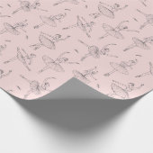 Blush Pink & Silver Ballerina Pattern Geschenkpapier (Ecke)