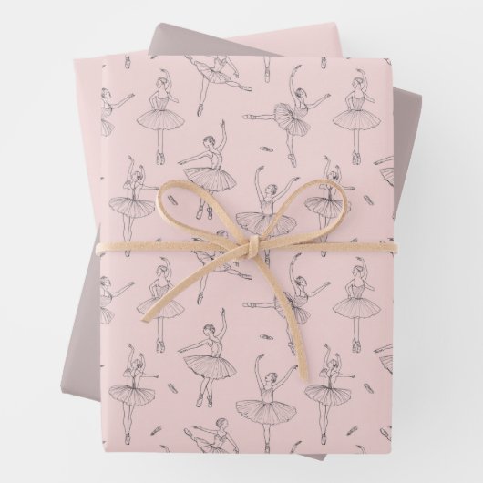 Blush Pink & Silver Ballerina Pattern Geschenkpapier Set (Beispiel)
