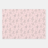 Blush Pink & Silver Ballerina Pattern Geschenkpapier Set (Vorderseite)