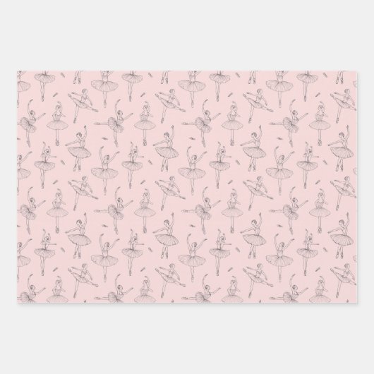 Blush Pink & Silver Ballerina Pattern Geschenkpapier Set (Vorderseite)