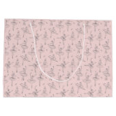 Blush Pink & Silver Ballerina Pattern Große Geschenktüte (Rückseite)