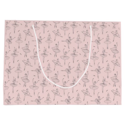 Blush Pink & Silver Ballerina Pattern Große Geschenktüte (Rückseite)