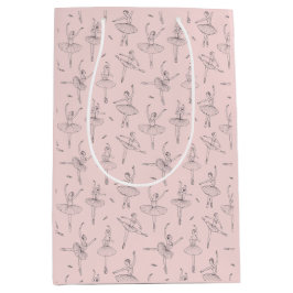 Blush Pink & Silver Ballerina Pattern Mittlere Geschenktüte