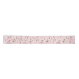 Blush Pink & Silver Ballerina Pattern Satinband