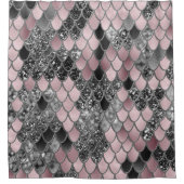 Blush Pink Silver Black Mermaid Scales Glam #1 Duschvorhang (Vorderseite)