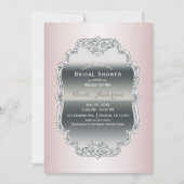Blush Pink & Silver Diamond Blenden Vintager Glamo Einladung (Vorderseite)