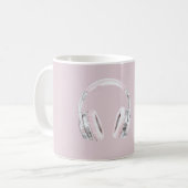 Blush Pink Silver Earphones Kaffeetasse (Vorderseite Links)