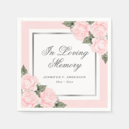 Blush Pink Silver Floral Beerdigung Memorial Serviette