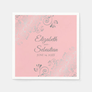 Blush Pink & Silver Frills Elegante Hochzeit Serviette