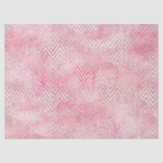 Blush Pink Silver Glitz Zickzack Watercolor Seidenpapier (Vorderseite)