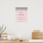 Blush Pink & Silver Glitzer Begrüßungszeichen Poster (Küche)