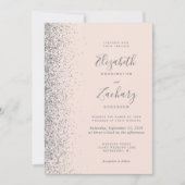 Blush Pink Silver Glitzer Foto QR Code Hochzeit Einladung (Vorderseite)