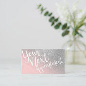 Blush Pink Silver Glitzer Gradient Typografie Terminkarte (Stehend Vorderseite)