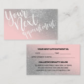 Blush Pink Silver Glitzer Gradient Typografie Terminkarte (Vorne/Hinten)
