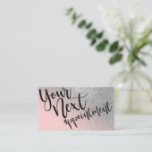 Blush Pink Silver Glitzer Gradient Typografie Terminkarte (Stehend Vorderseite)