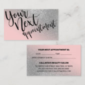 Blush Pink Silver Glitzer Gradient Typografie Terminkarte (Vorne/Hinten)