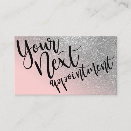 Blush Pink Silver Glitzer Gradient Typografie Terminkarte (Vorderseite)