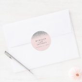 Blush Pink & Silver Glitzer Hochzeit Runder Aufkleber (Umschlag)