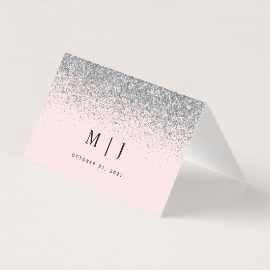 Blush Pink & Silver Glitzer Hochzeitsstimmung Plat (Rückseite)