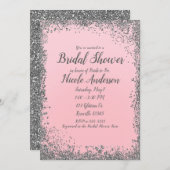 Blush Pink Silver Glitzer Modernes Brautparty Einladung (Vorne/Hinten)