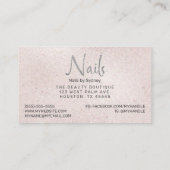 Blush Pink Silver Glitzer Nail Artist Visitenkarte (Rückseite)