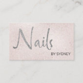 Blush Pink Silver Glitzer Nail Artist Visitenkarte (Vorderseite)