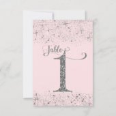 Blush Pink Silver Glitzer Tischnummern Nummer 1 (Rückseite)