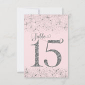 Blush Pink Silver Glitzer Tischnummern Nummer 15 (Rückseite)