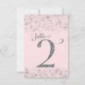 Blush Pink Silver Glitzer Tischnummern Nummer 2 (Rückseite)