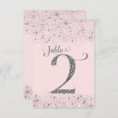 Blush Pink Silver Glitzer Tischnummern Nummer 2 (Vorne/Hinten)