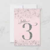 Blush Pink Silver Glitzer Tischnummern Nummer 3 (Vorderseite)