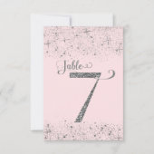 Blush Pink Silver Glitzer Tischnummern Nummer 7 (Vorderseite)