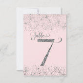 Blush Pink Silver Glitzer Tischnummern Nummer 7 (Rückseite)