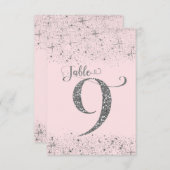 Blush Pink Silver Glitzer Tischnummern Nummer 9 (Vorne/Hinten)