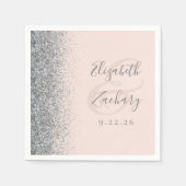 Blush Pink Silver Glitzer Wedding Serviette (Vorderseite)