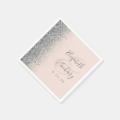 Blush Pink Silver Glitzer Wedding Serviette (Ecke)