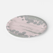 Blush Pink Silver & Grau Sparkle Dots Glam Party Pappteller (Schrägansicht)