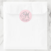 Blush Pink Silver Mit Monogramm Letter M Wedding Runder Aufkleber (Tasche)
