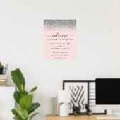 Blush Pink & Silver Unplugged Wedding Willkommen Poster (Heimbüro)