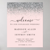 Blush Pink & Silver Unplugged Wedding Willkommen Poster (Vorne)