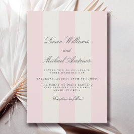 Blush Pink Simple Cabana Stripes Wedding Einladung