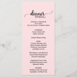 Blush Pink Simple Calligraphy Wedding Menu Menükarte