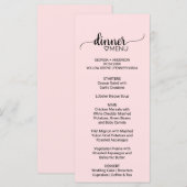 Blush Pink Simple Calligraphy Wedding Menu Menükarte (Vorne/Hinten)